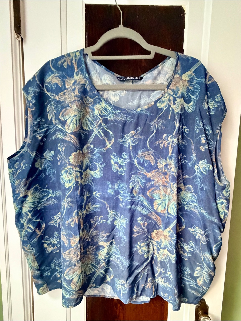 Gary Graham Blue Floral Sleeveless Blouse